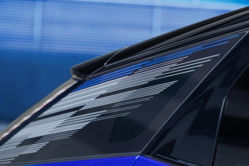 Close-up of the Modern Pattern on the 2026 OPTIQ-V Rear Quarter Glass | Valenti Cadillac in Hartford CT